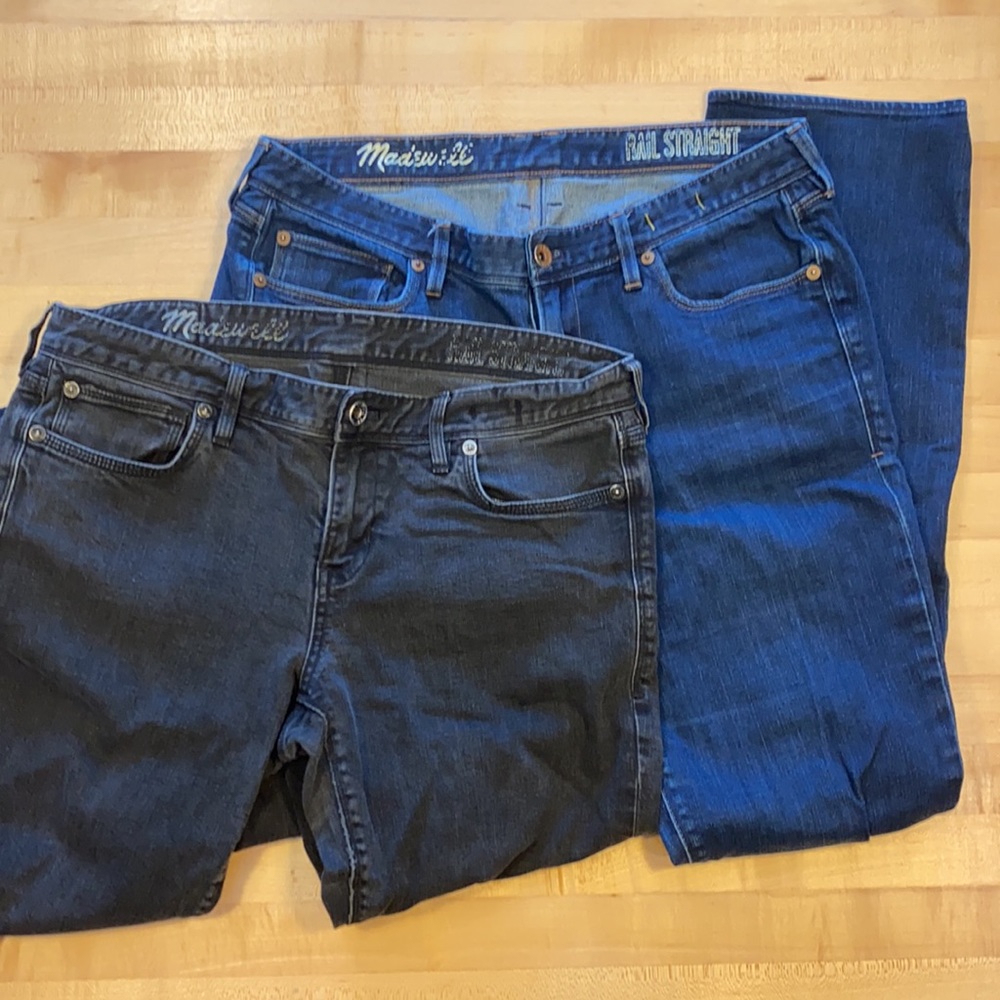 2 pairs Madewell Rail Straight jeans 30x34